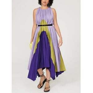 BIBHU MOHAPATRA Collective Purple Pleated Panel Casual Dress Size 6